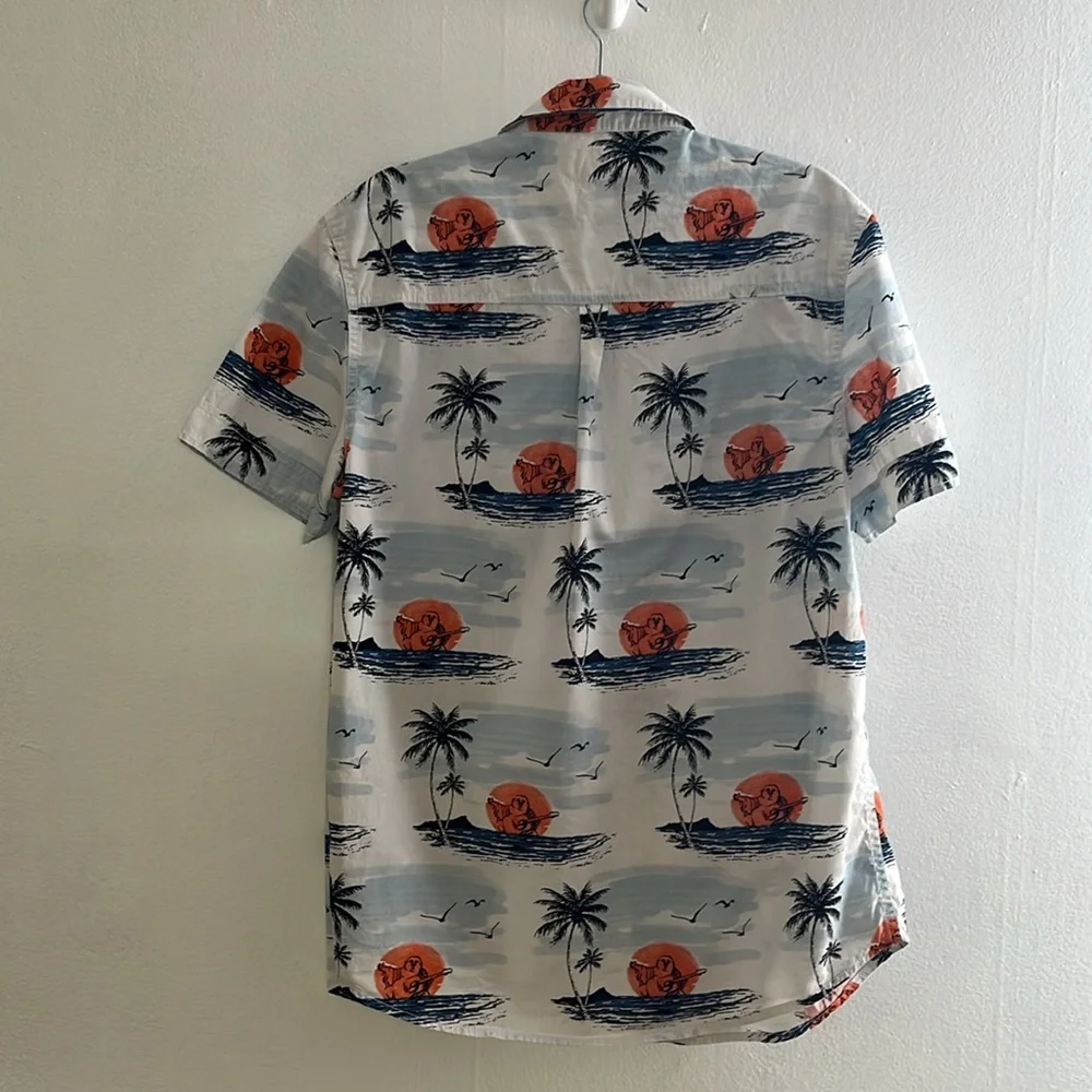TRUE RELIGION Cotton Tropical Sunset Print Men's Button Down Shirt Sz‎ Large